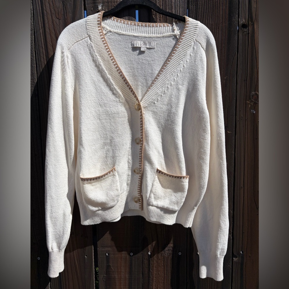 Petite Tipped V-Neck Pocket Cardigan